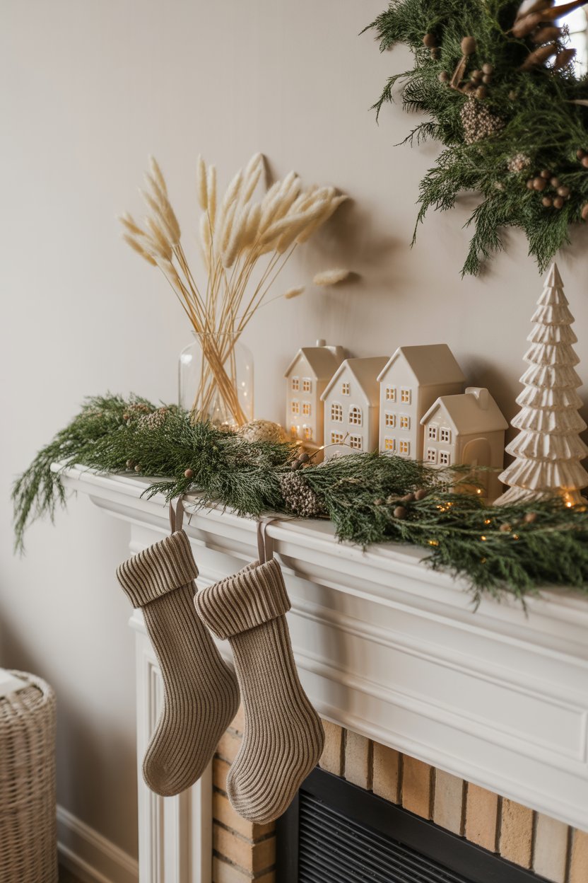 For a softer, organic approach, layer fresh cedar with dried florals and neutral linens. 