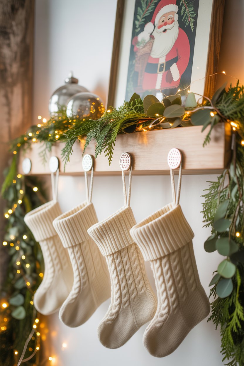 Create a stocking display even without a fireplace.