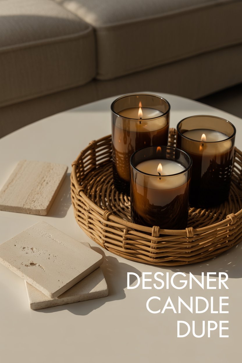 Smoked-glass vessels and minimalist labels evoke luxury scents on a thrift budget.