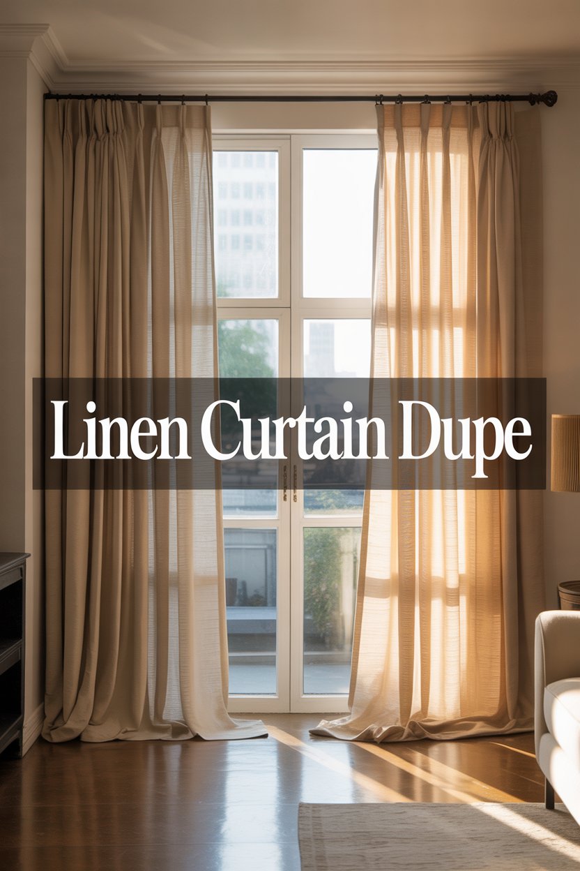 Airy linen-look panels in eggshell or oat tone down glare while elongating walls