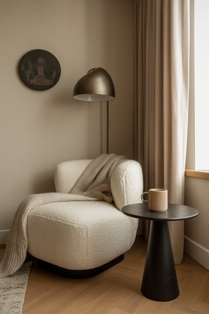 Cloud-soft bouclé wraps you in texture while its sculptural silhouette adds modern edge