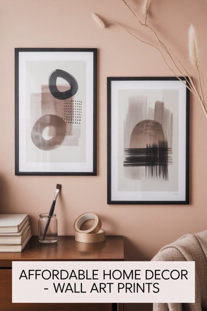 Printable art from Etsy or free downloadable sources cost less than your morning coffee.