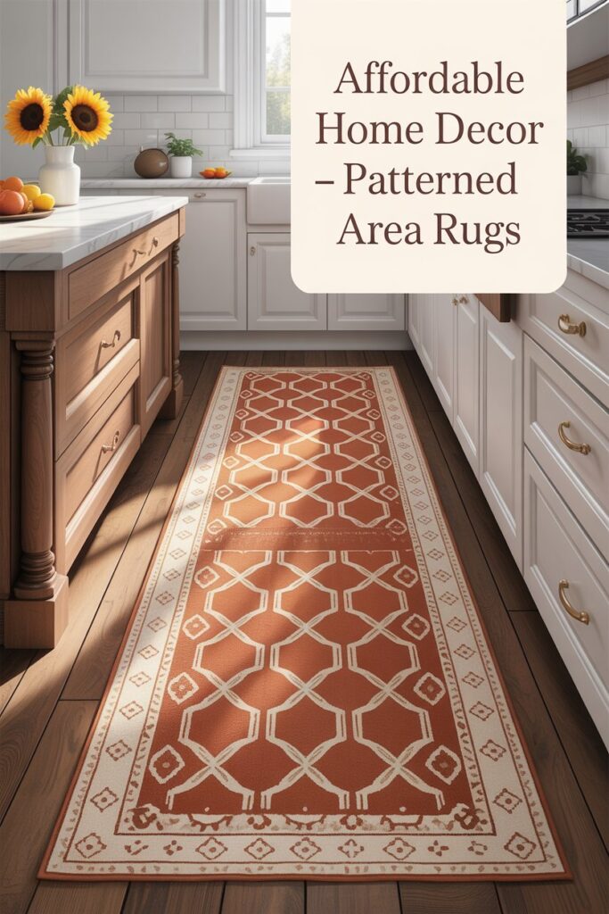 You don’t need a full-size rug to make a statement. A 3x5 or runner under $50 can add warmth in an entryway, kitchen, or beside the bed. 