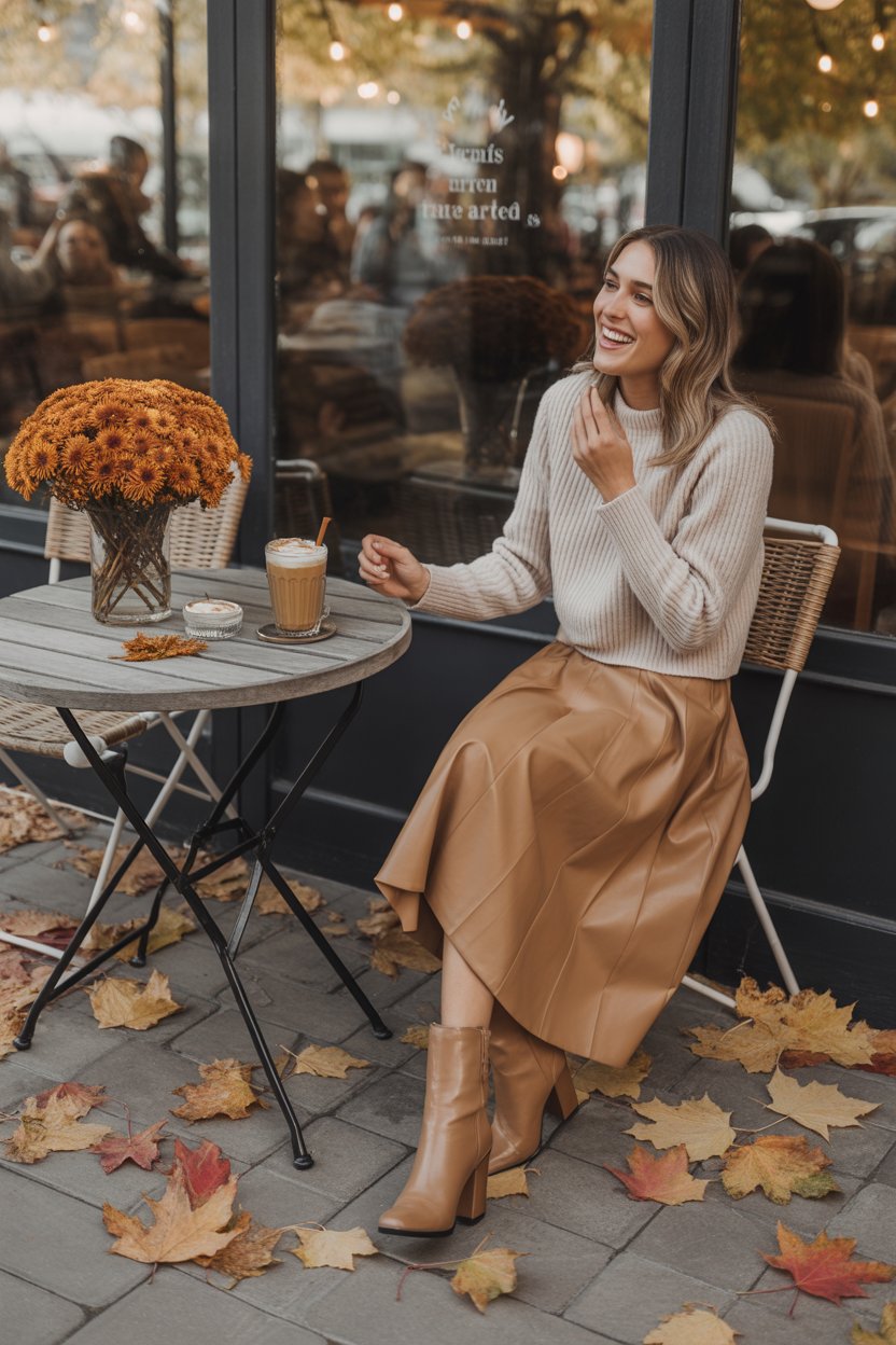 The perfect balance of relaxed and refined. The knit keeps it soft, while the boots give it edge. Layer with a light trench or moto jacket for chilly mornings.