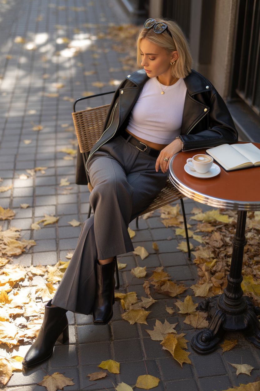 Comfy but pulled-together. Swap sneakers for heeled boots to instantly elevate it.