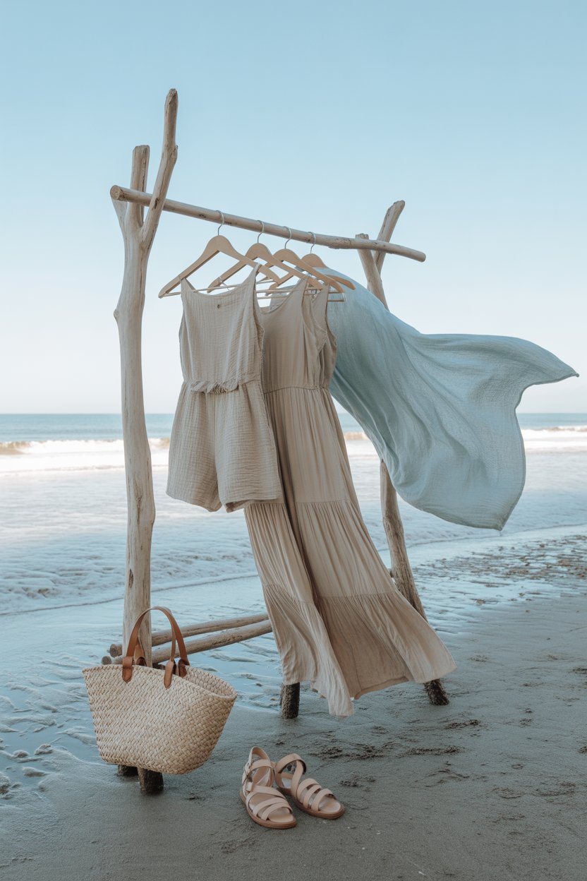 A stiff outfit never works in a setting this natural.