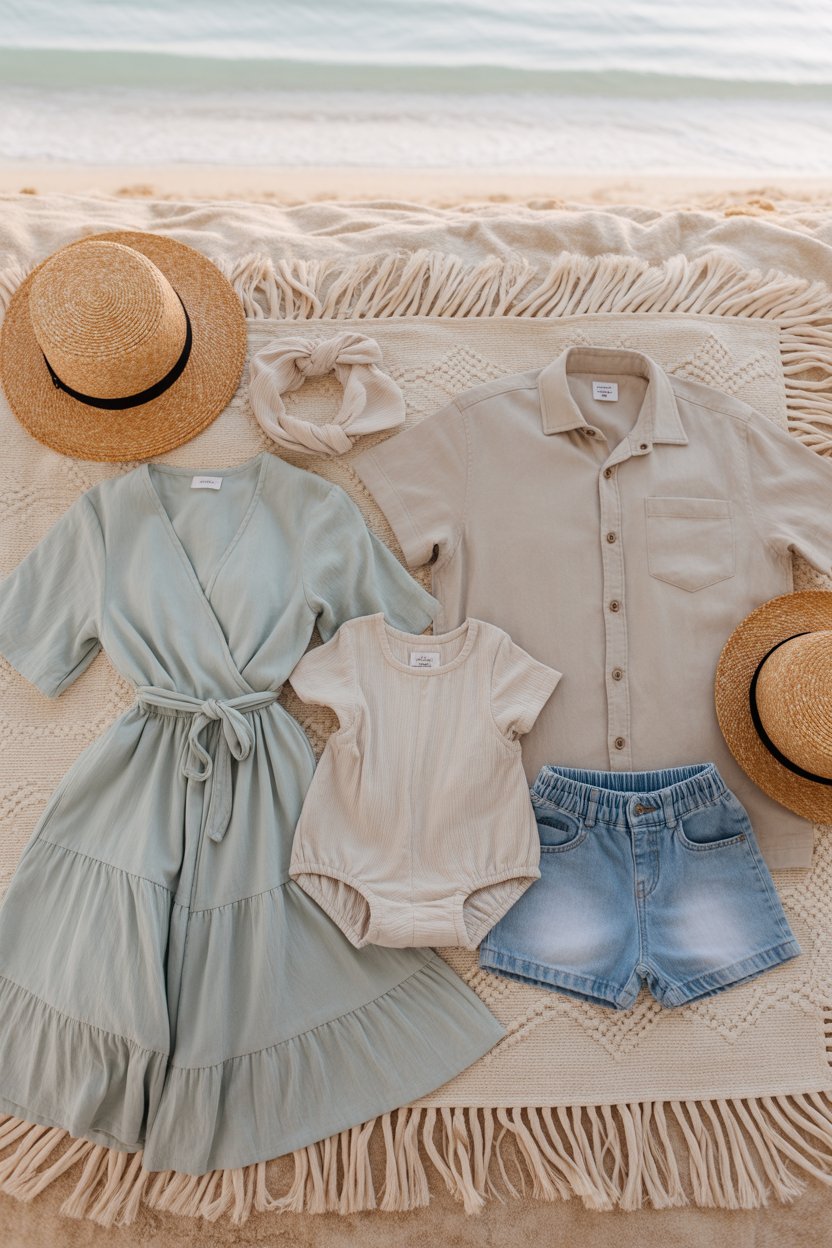 The modern take is complementary coordination—think of each outfit as part of the same color story.