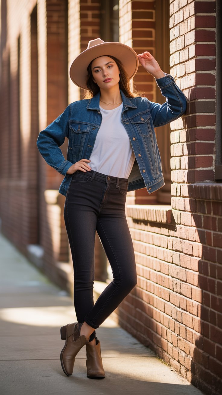 Medium-weight, non-stretch denim gives that authentic drape and ages with you. Choose a slightly boxy cut that layers over knits yet cinches at the waistband to define curves. 