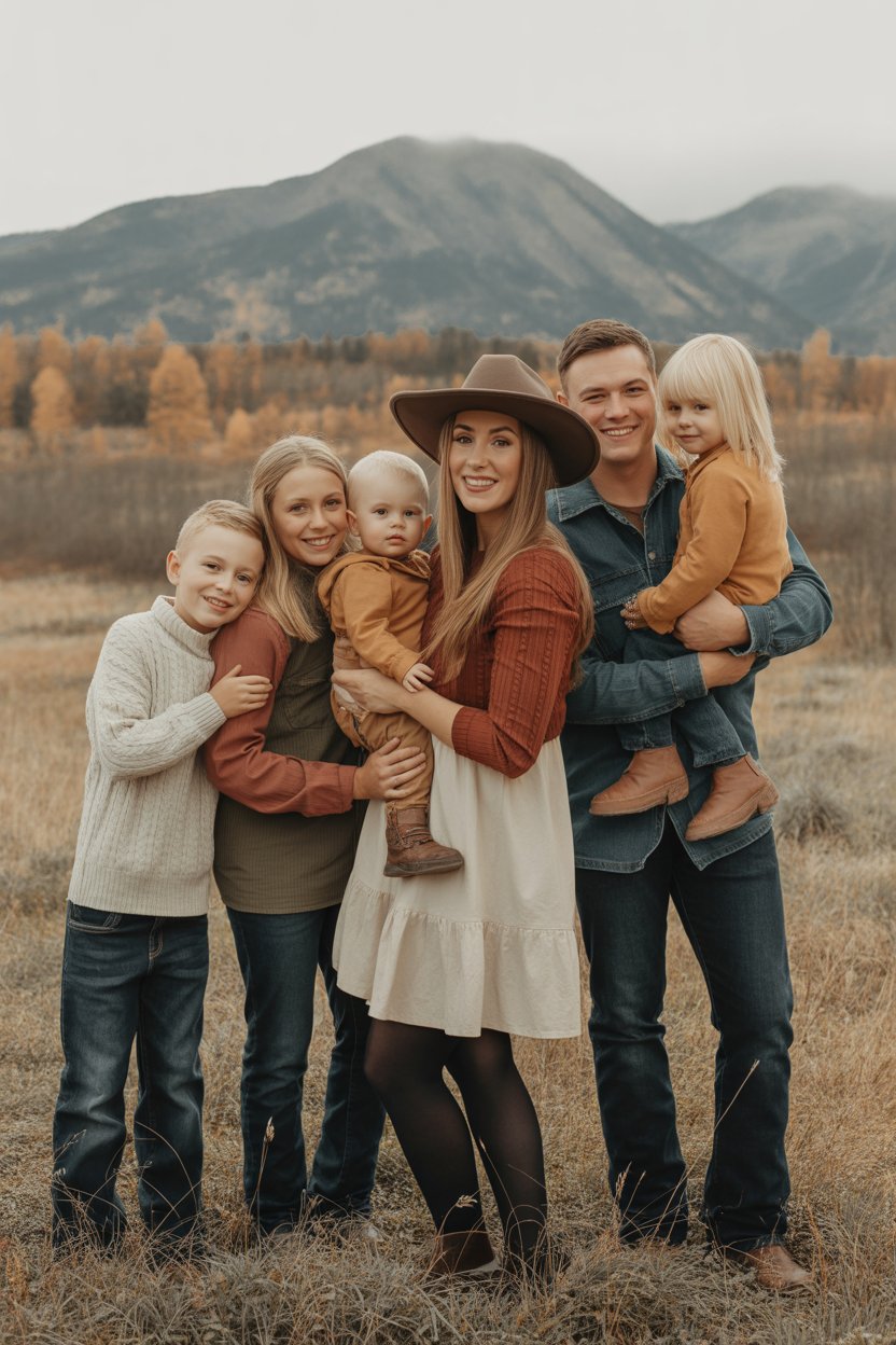 Pick 3–4 tones that blend naturally—think creams, rust, olive, denim blue, or muted mustard. 