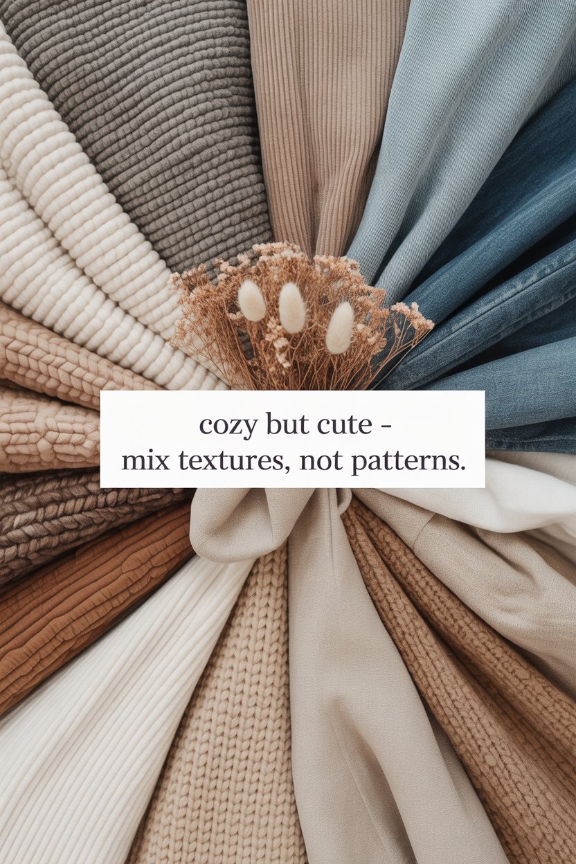 Chunky knits, corduroy, denim, and linen photograph beautifully and add depth. 