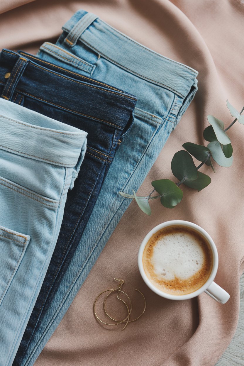 Mid- to high-rise, straight leg, a little structure but not stiff. They go with everything from knits to blazers.