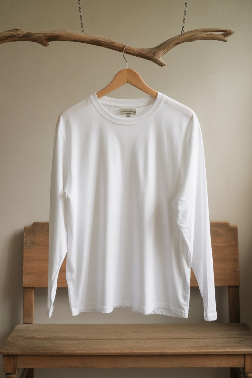 A quality long-sleeve or fitted tee in white, gray, or black can anchor a dozen outfits. 