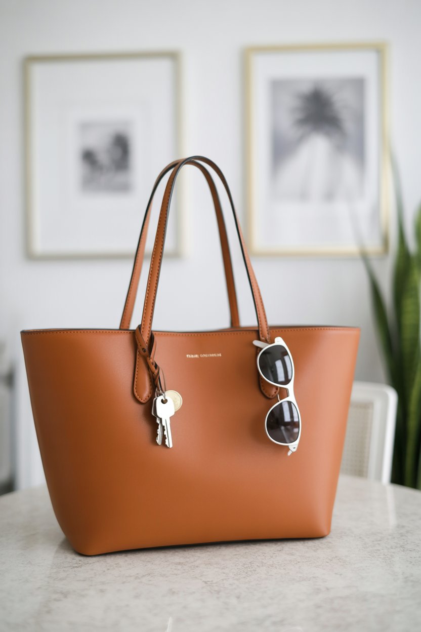 A structured tote or crossbody that fits snacks, a water bottle, and the inevitable pile of receipts.