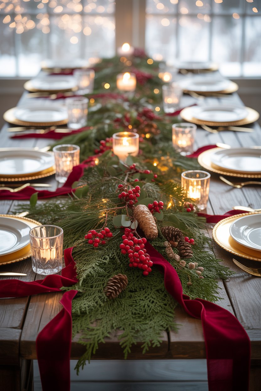 Skip the floral arrangements and go for greenery with depth.