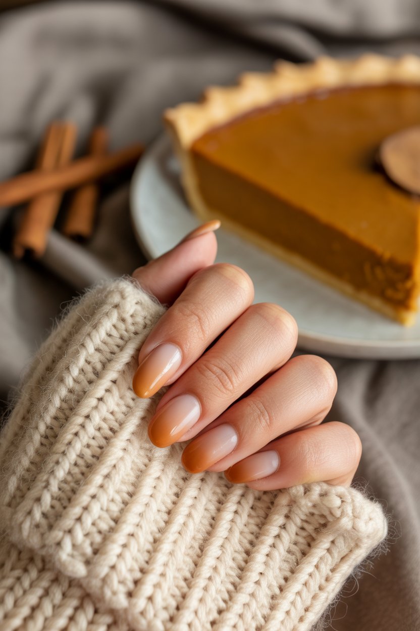 If bright orange feels too much, pumpkin pie tones are the softer alternative. 