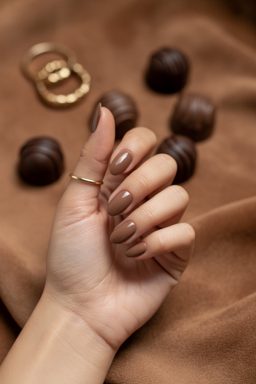 For those who prefer minimal and chic, mocha nails are quietly elegant. 