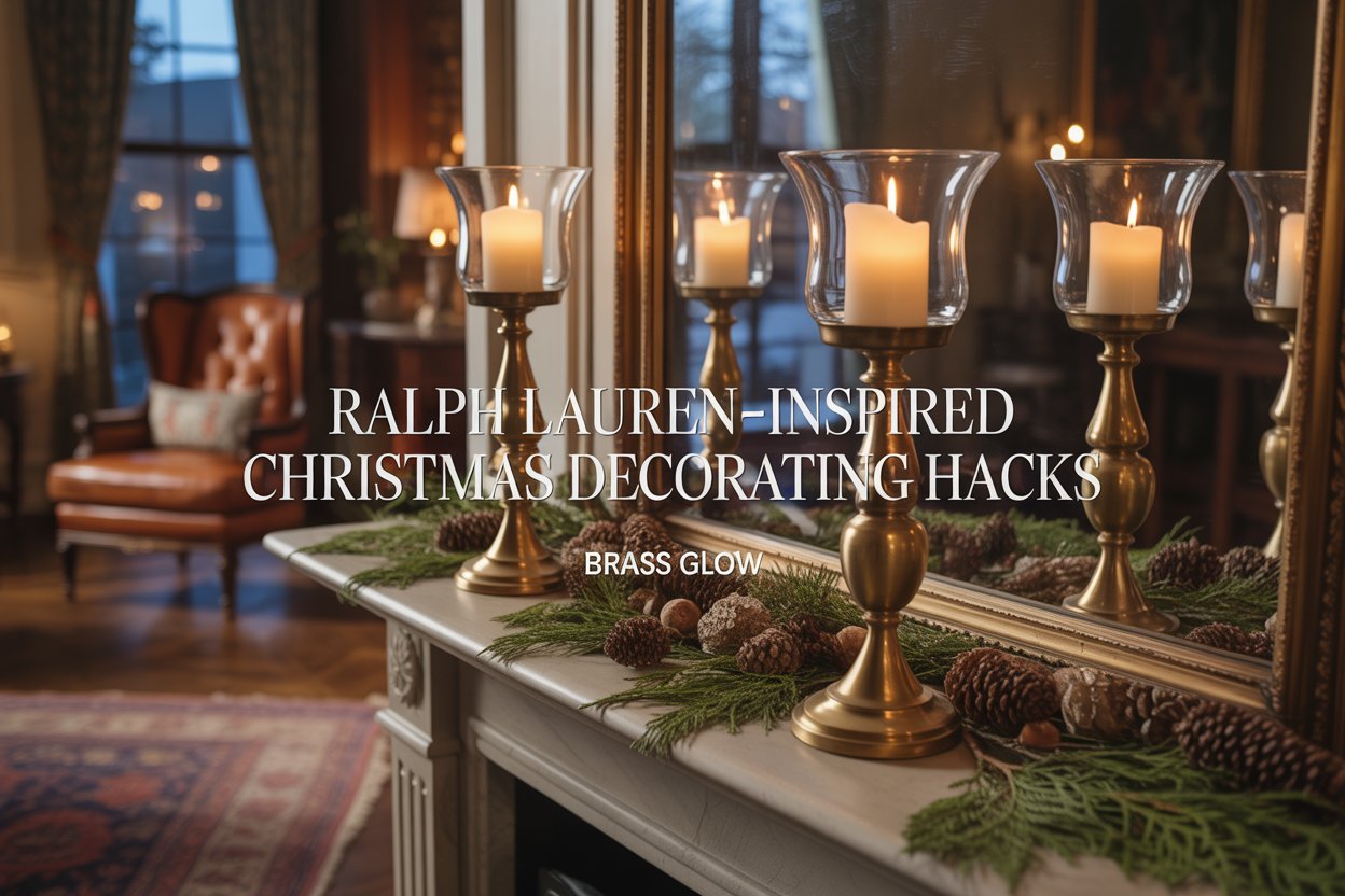 Swap silver or chrome for aged brass candlesticks and cut-glass hurricanes.