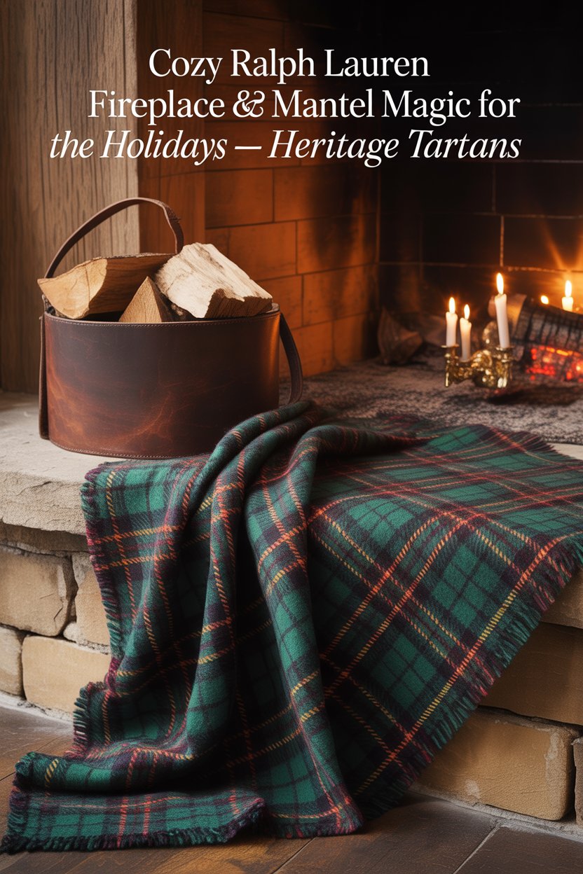 Tuck a wool tartan blanket over the hearth edge and drape a coordinating plaid ribbon through your garland.