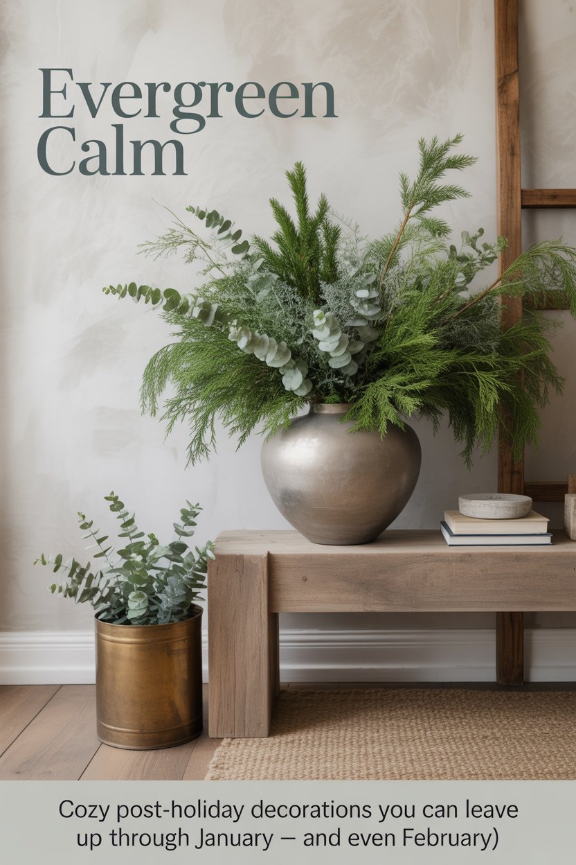 The secret to non-Christmas greenery is mixing tones and textures.