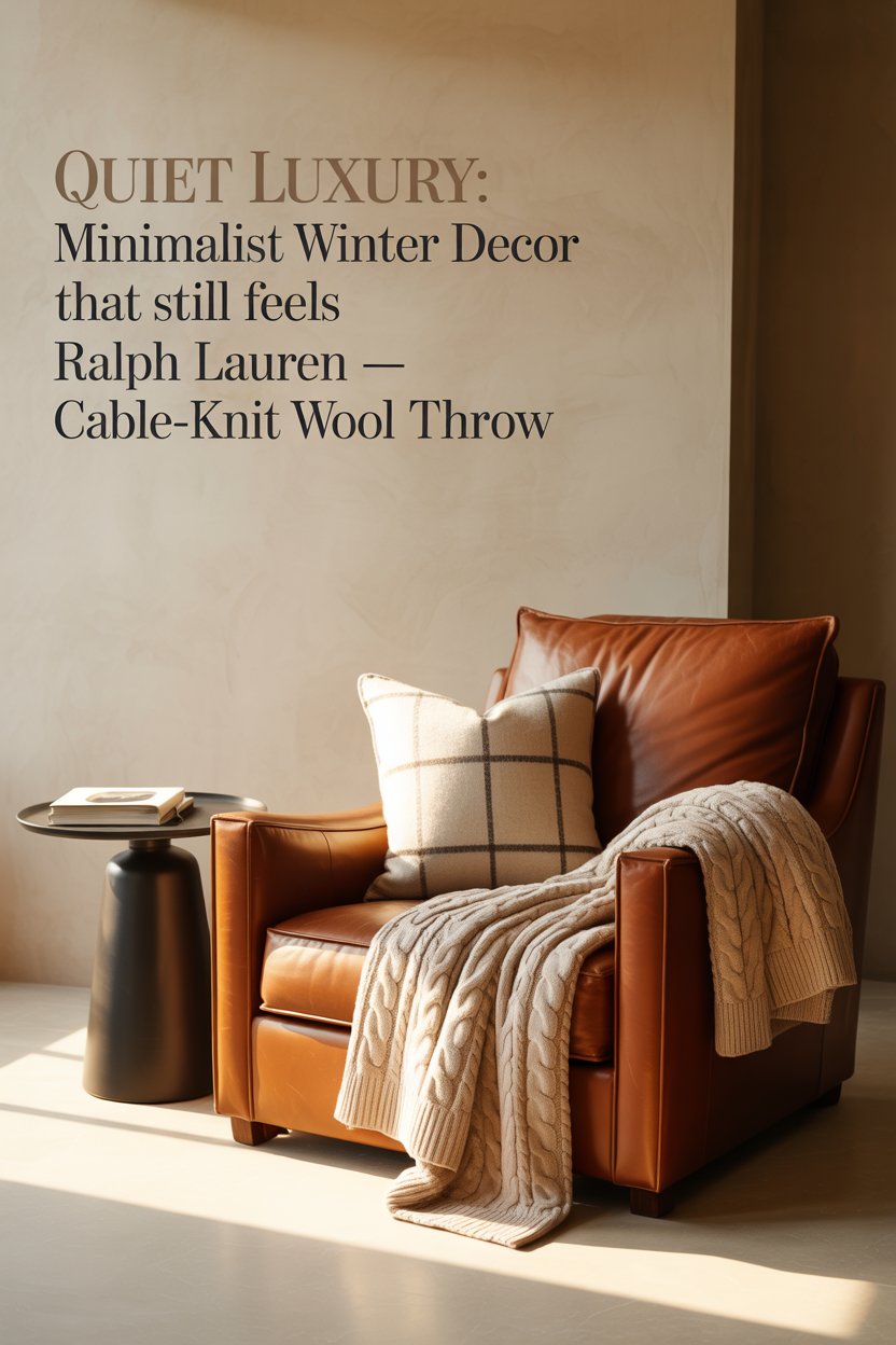 Minimalist ≠ flat. Keep one hero texture per seating zone: a cable-knit wool throw on the sofa, a saddle-brown leather pillow on the chair. 