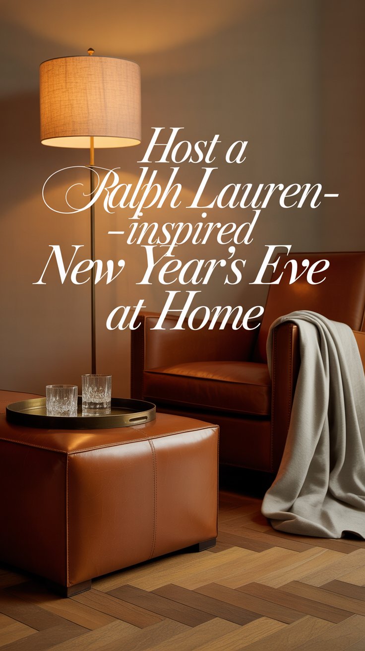 The living room is the heart of a New Year’s Eve at home. Opt for lamps over overhead lighting, cushions and throws that beg guests to sit, and a leather-topped ottoman that doubles as a tray for drinks.