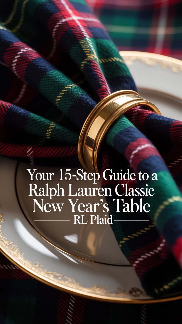 Introduce the RL signature: navy-hunter-red tartan napkins. The wool-blend weave adds coziness, while the tight palette prevents visual chaos.
