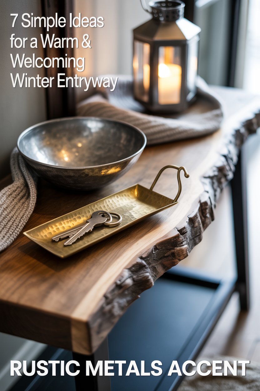 Brushed brass, matte black iron, and antique pewter catch winter light beautifully. 