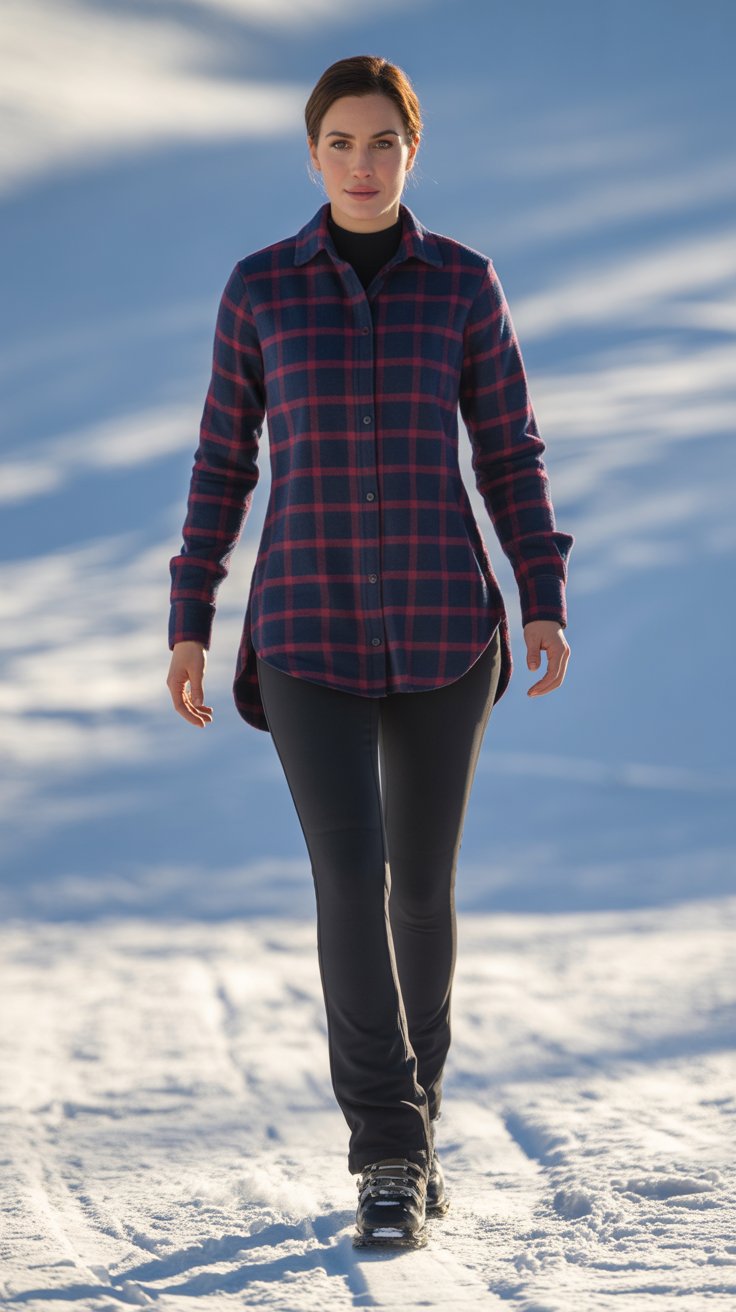 Wrap yourself in a soft wool-blend plaid flannel shirt in deep navy and crimson red checks for that iconic RL heritage feel