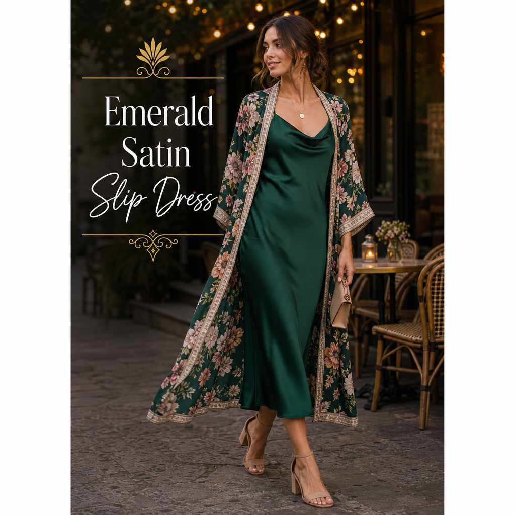 Emerald satin dress summer fashion Amazon pick