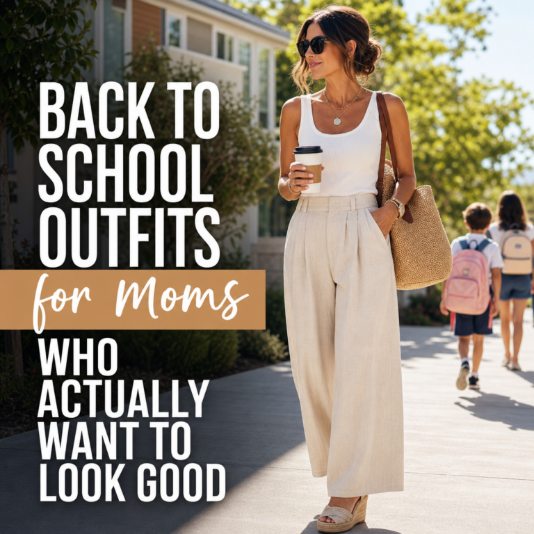 Back to School Outfits for Moms hero image — stylish mom drop off look