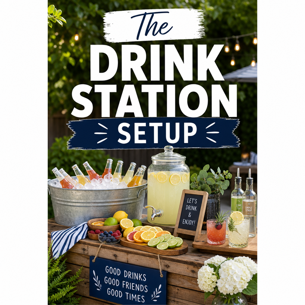 Labor Day drinks station — drinks cooler lemonade party setup