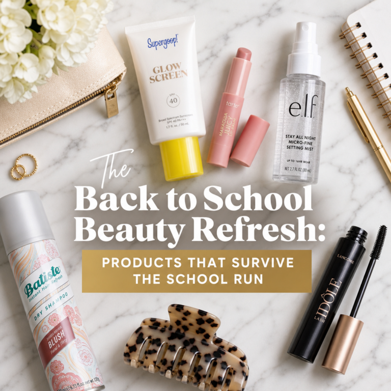 Back to school beauty refresh hero — mom beauty products school run
