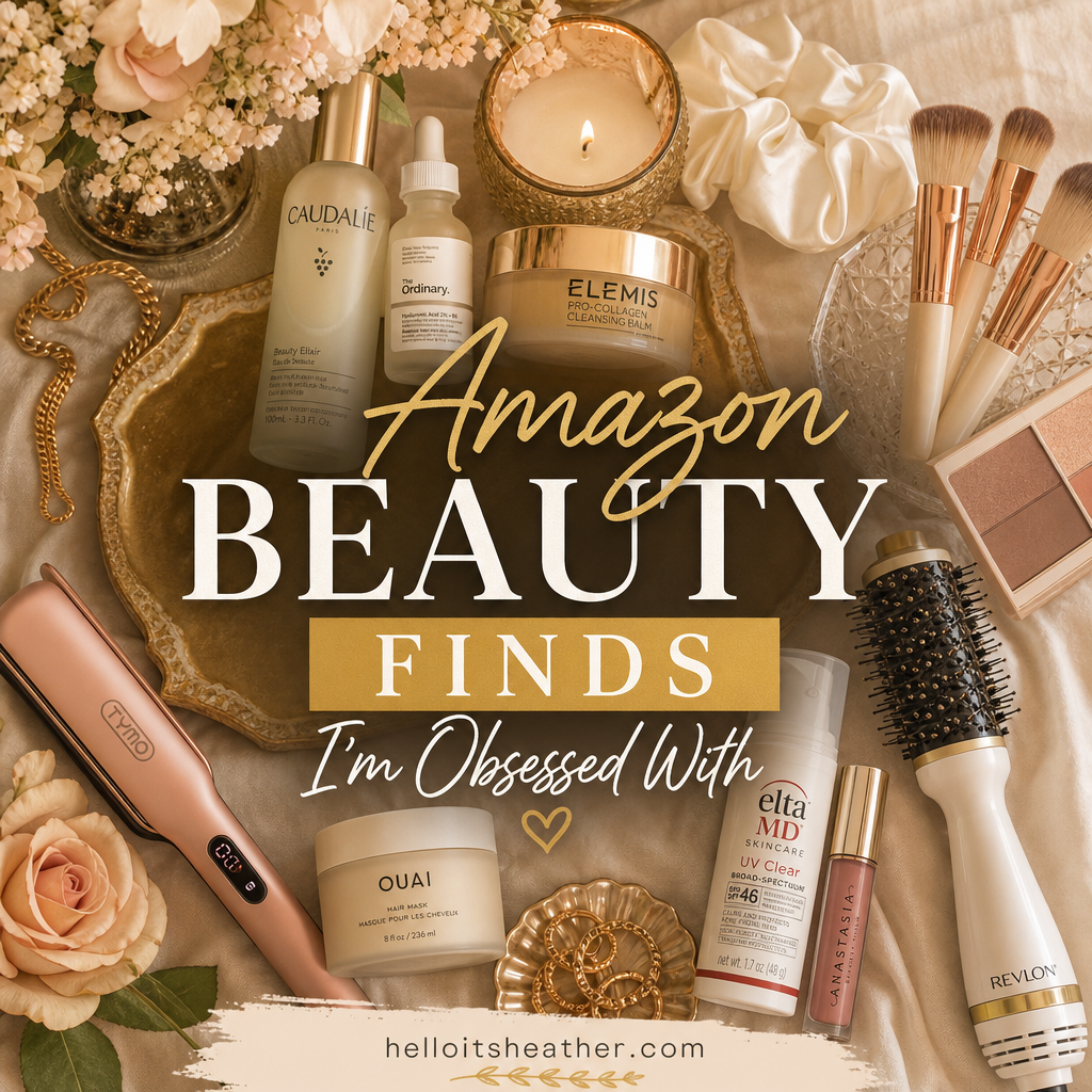 Pinterest pin — Amazon Beauty Finds Obsessed With helloitsheather.com