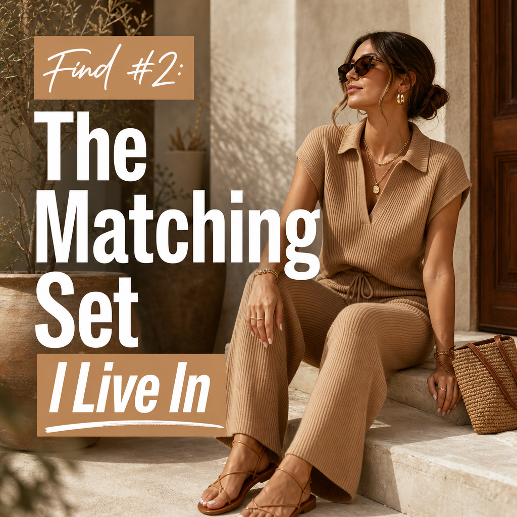Amazon fashion find — matching ribbed knit set camel summer
