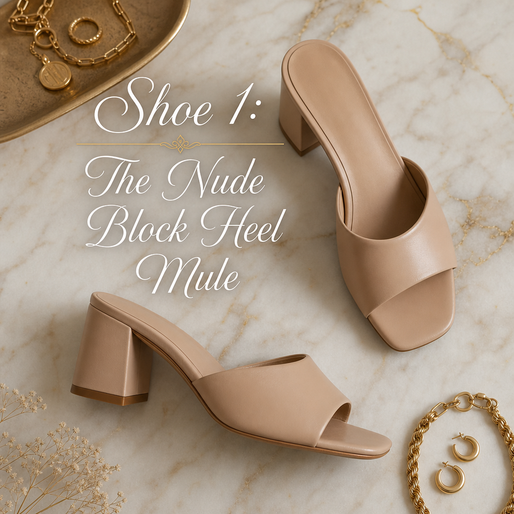 Affordable nude block heel mules that look expensive