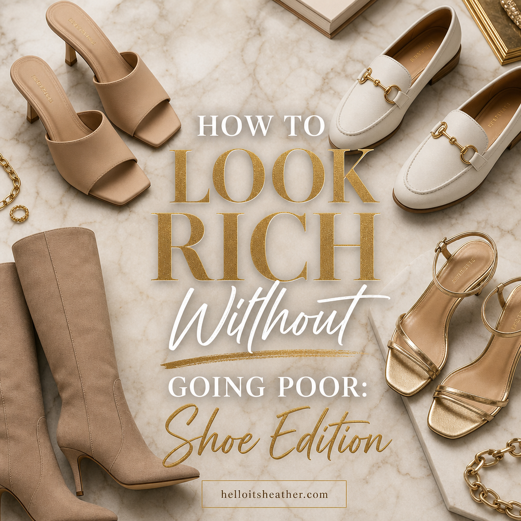 Pinterest pin — How to Look Rich Without Going Poor Shoe Edition helloitsheather.com