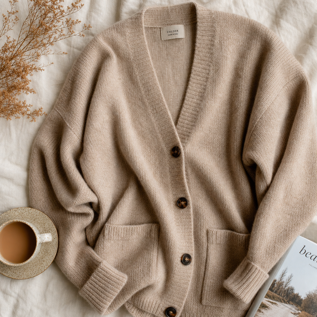Cozy neutral cardigan for fall family photos