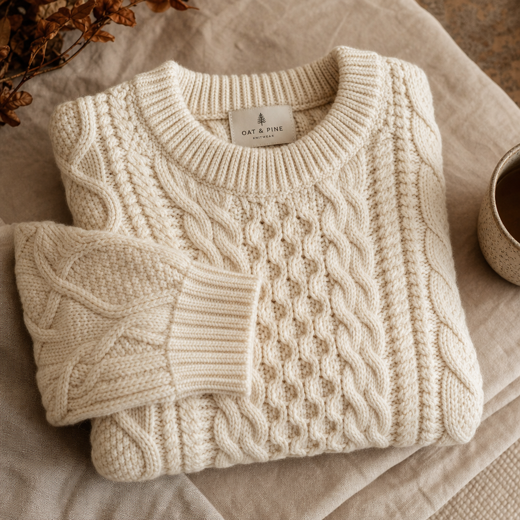 Chunky fisherman sweater for fall family photos