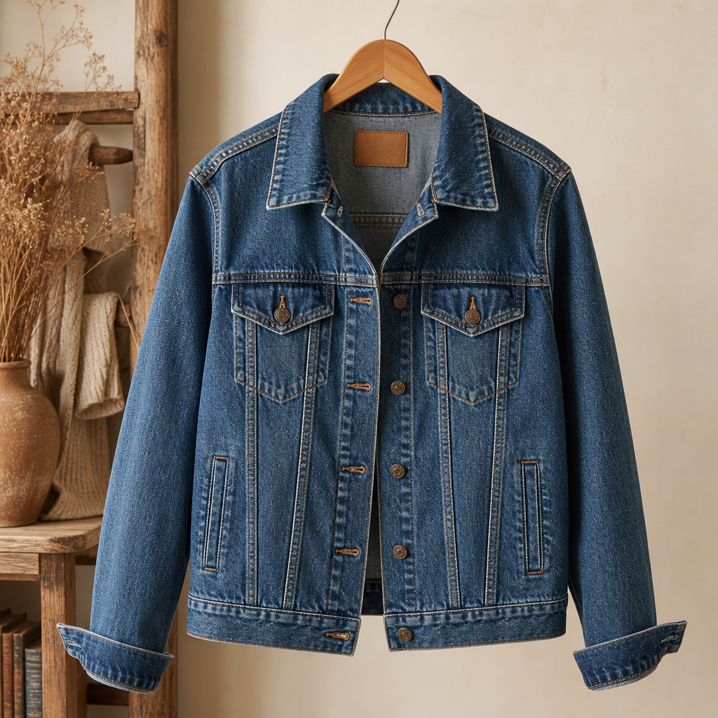 Classic trucker denim jacket for fall family photos