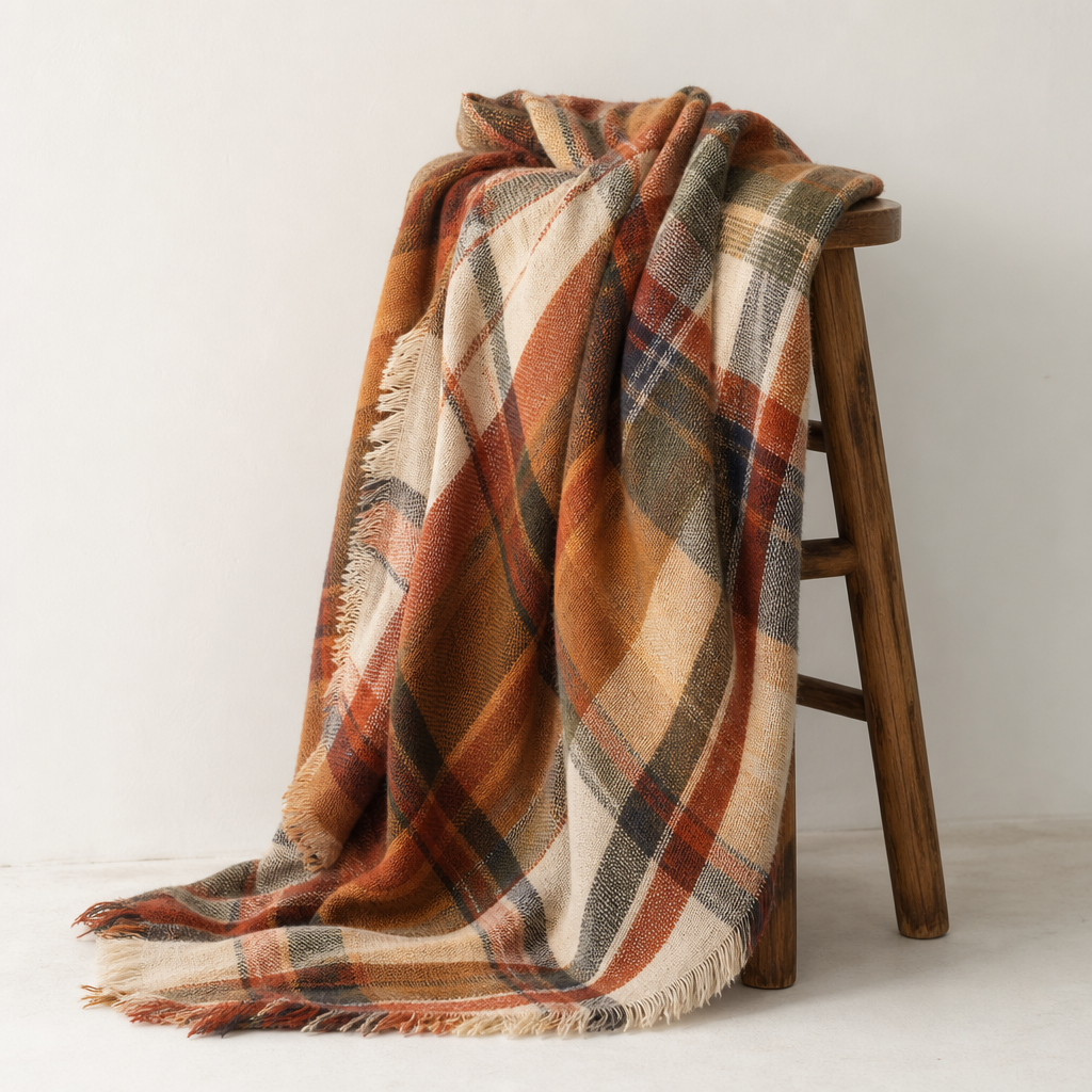 Plaid blanket scarf for fall family photos