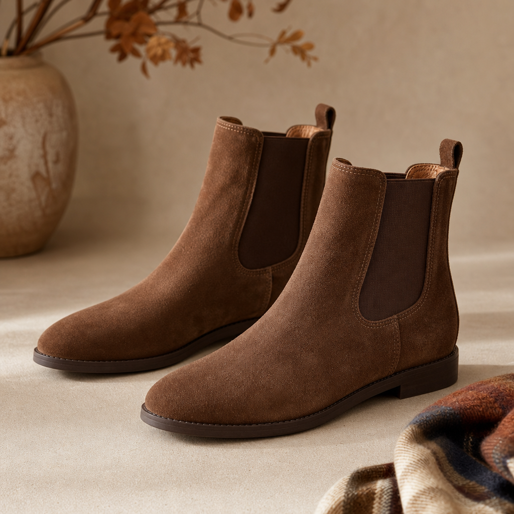 Flat Chelsea boots for fall family photos