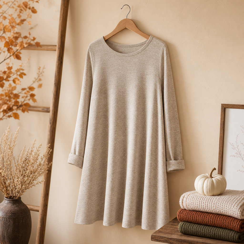 Soft knit swing dress for fall family photos