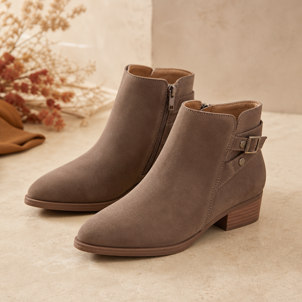 Low-heel ankle boots for fall family photos