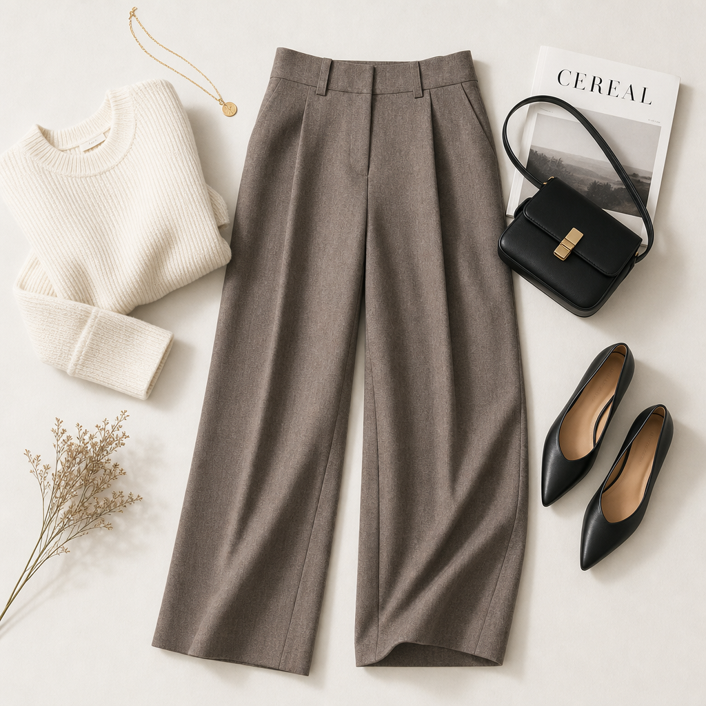 Wide-leg trousers flat lay