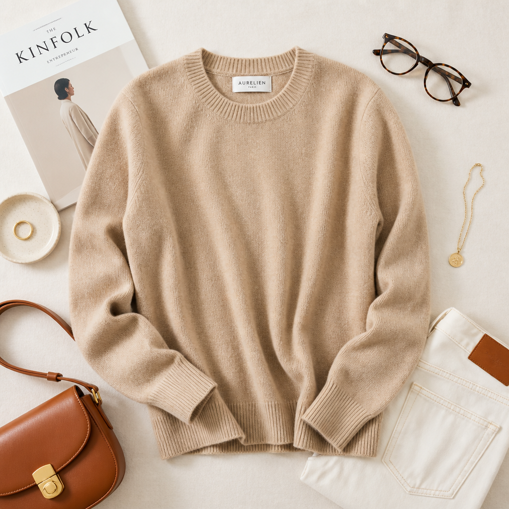 Cashmere-blend crewneck sweater flat lay