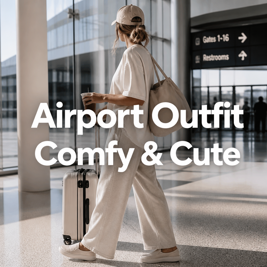 Woman in wide-leg joggers and oversized tee for travel