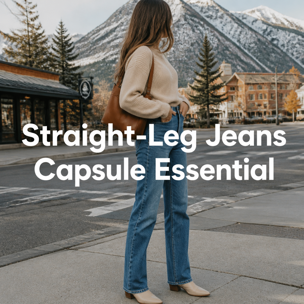Woman wearing classic straight-leg jeans