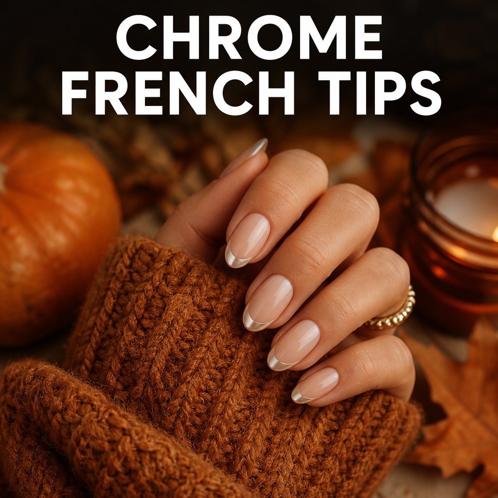 Chrome French tip fall nail trend