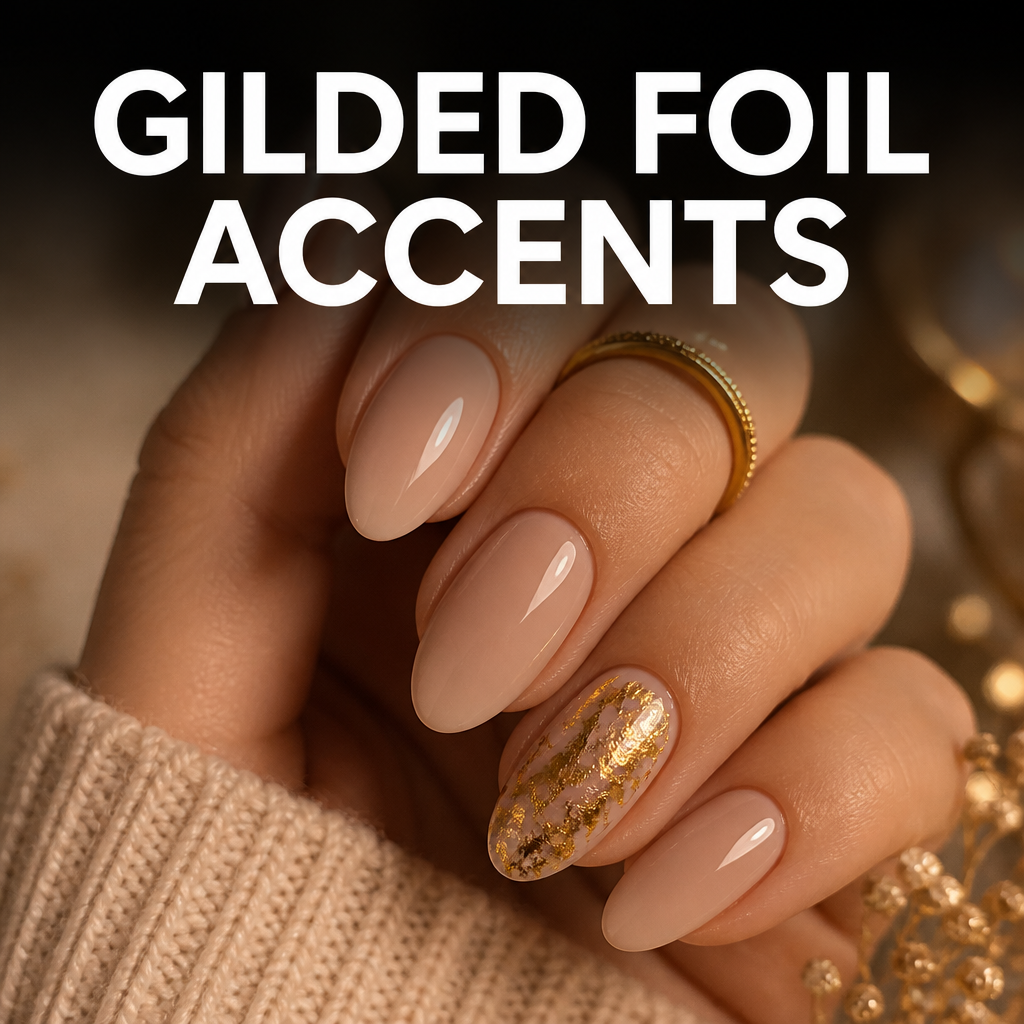 Gilded foil accent fall nail trend