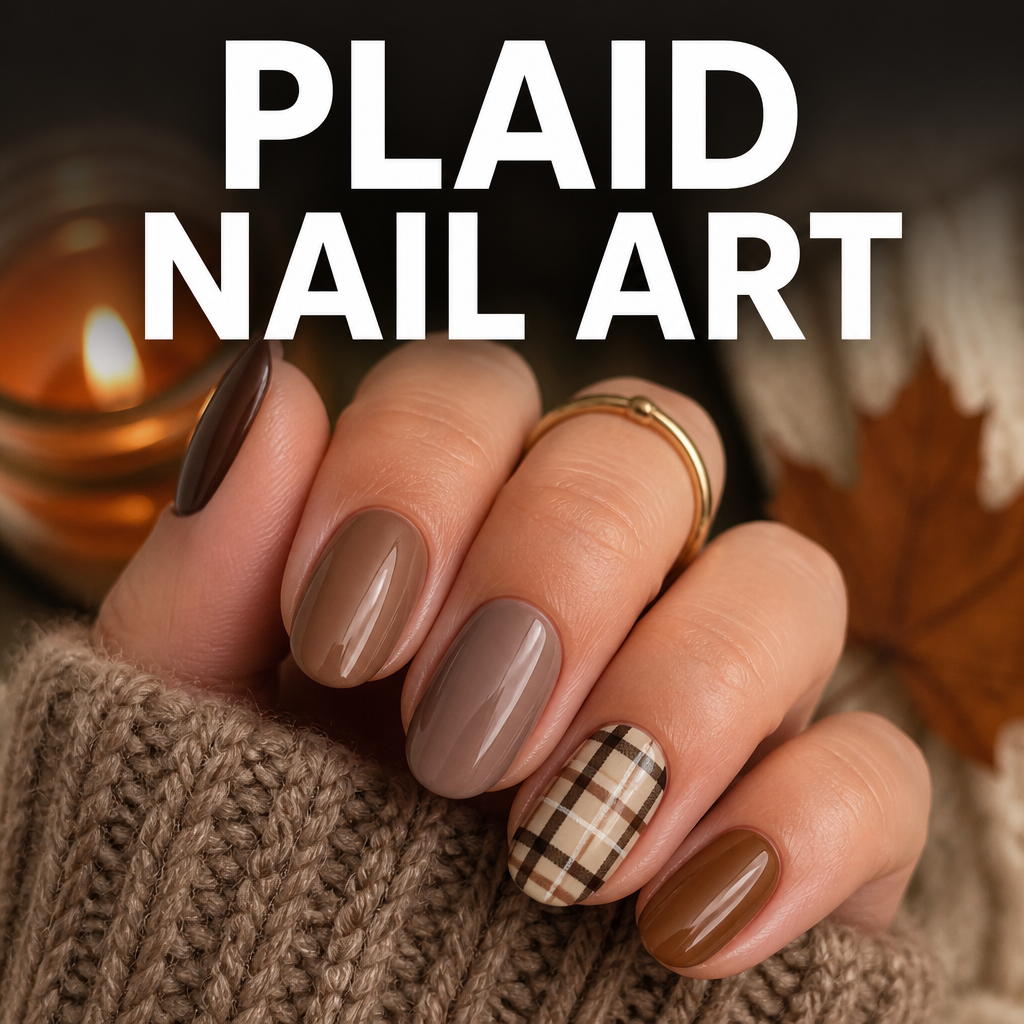 Plaid nail art fall trend